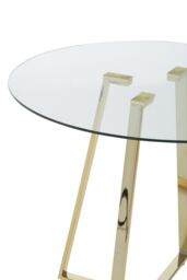 Orsina Sturdy Round Gold Finish Dining Table, Modern Table For Entertaining Guests, Minimalist Open Base Table - thumbnail 3