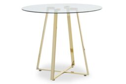 Orsina Sturdy Round Gold Finish Dining Table, Modern Table For Entertaining Guests, Minimalist Open Base Table - thumbnail 2