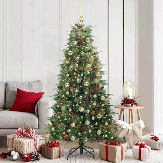 Berkfield Home Artificial Hinged Christmas Tree Green 180 cm PE & PVC - image 1