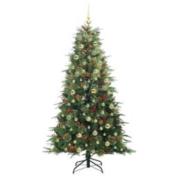 Berkfield Home Artificial Hinged Christmas Tree Green 180 cm PE & PVC - thumbnail 4