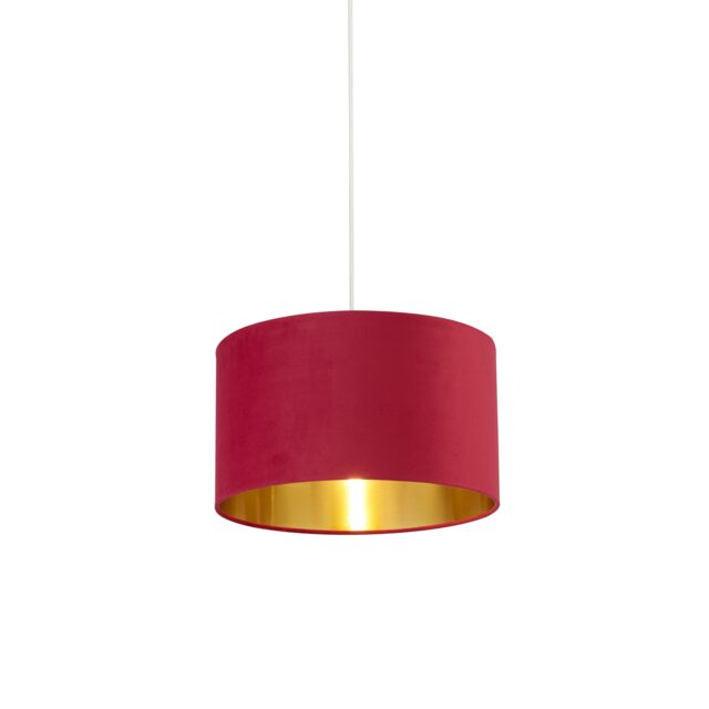 Lighting Collection Burgundy Velvet Drum Shade Gold Inner Lamp Shade - image 1