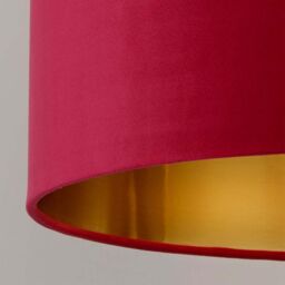 Lighting Collection Burgundy Velvet Drum Shade Gold Inner Lamp Shade - thumbnail 4