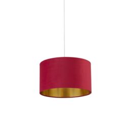 Lighting Collection Burgundy Velvet Drum Shade Gold Inner Lamp Shade - thumbnail 3