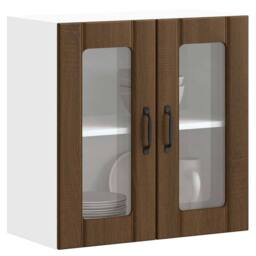 Berkfield Home Kitchen Wall Cabinet with Glass Door Lucca Brown Oak Engineered Wood - thumbnail 2
