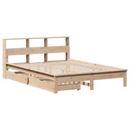 Berkfield Home Bookcase Bed without Mattress 140x190 cm Solid Wood Pine in Brown - thumbnail 3