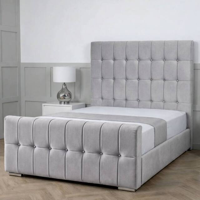 Living Comfort Bedz Belmont Upholstered Gas Lift Storage Bed with 48 Inch Headboard in Silver - Size: Single - image 1