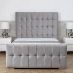 Living Comfort Bedz Belmont Upholstered Gas Lift Storage Bed with 48 Inch Headboard in Silver - Size: Single - thumbnail 2