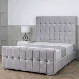 Living Comfort Bedz Belmont Upholstered Gas Lift Storage Bed with 48 Inch Headboard in Silver - Size: Single - thumbnail 1