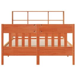 Berkfield Home Bed Frame without Mattress Wax Brown 135x190 cm Double Solid Wood Pine - thumbnail 4