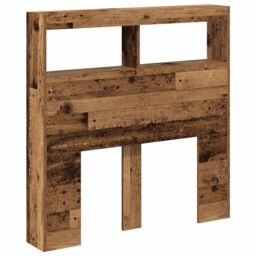 Berkfield Home Headboard Cabinet with LED Old Wood 100x17x102 cm in Brown - Size: 100 x 17 x 102 cm - thumbnail 6