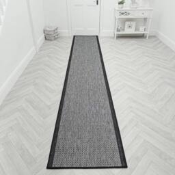 runrug Hallway Carpet Runner Rug - Hardwearing & Durable, 7mm - 'Gingham' in Dark Grey - Size: 80 cm x 330 cm - thumbnail 5