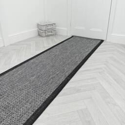 runrug Hallway Carpet Runner Rug - Hardwearing & Durable, 7mm - 'Gingham' in Dark Grey - Size: 80 cm x 330 cm - thumbnail 6