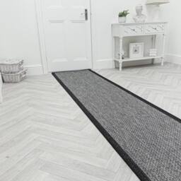 runrug Hallway Carpet Runner Rug - Hardwearing & Durable, 7mm - 'Gingham' in Dark Grey - Size: 80 cm x 330 cm - thumbnail 3