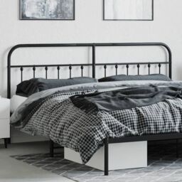 Berkfield Home Metal Headboard Black 200 cm - thumbnail 3