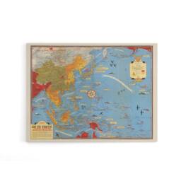 "Artery8 Invasion Map 1944 War WWII On To Tokyo Canvas Wall Art Print in Blue - Size: W18"" x H24""" - thumbnail 1