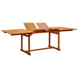 Berkfield Home Garden Dining Table (160-240)x100x75 cm Solid Acacia Wood in Brown - thumbnail 1