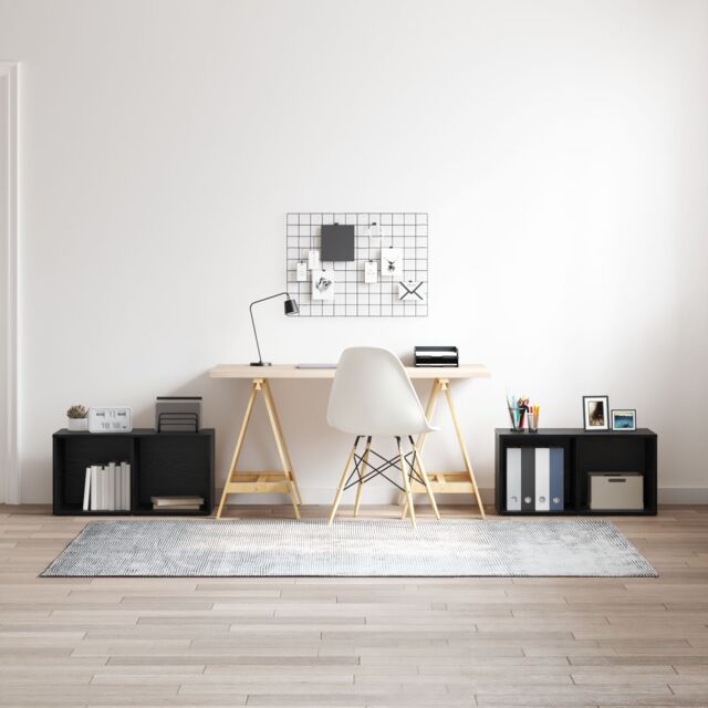 Berkfield Home with Shelf with Storage 2 pcs Black oak 72 x 35 x 36.5 cm Engineered wood - image 1