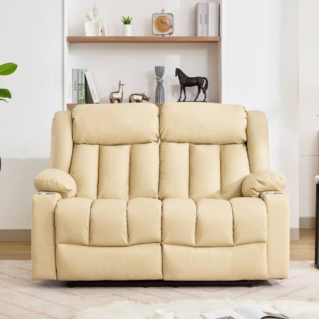 Artemis Home Sheridan 2 Seat Recliner Sofa with Cup Holders in Cream - Size: 2 Seater - image 1
