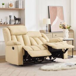 Artemis Home Sheridan 2 Seat Recliner Sofa with Cup Holders in Cream - Size: 2 Seater - thumbnail 2