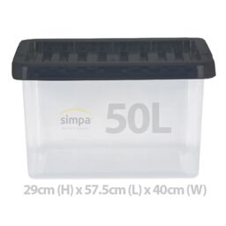 simpa 50L Stackable Plastic Storage Boxes - Set of 5 in Clear - thumbnail 3