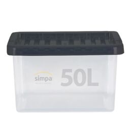 simpa 50L Stackable Plastic Storage Boxes - Set of 5 in Clear - thumbnail 2