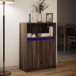 Berkfield Home Sideboard with LED Brown Oak 72x34x100 cm Engineered Wood - Size: 72 x 34 x 100 cm - thumbnail 5