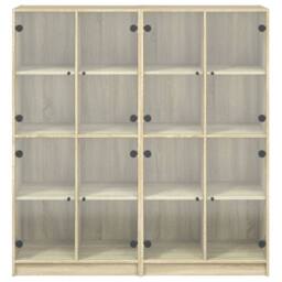 Berkfield Home Modern Bookcase with Doors Sonoma Oak 136x37x142 cm Engineered Wood in Light Tan - Size: 136 x 37 x 142 cm - thumbnail 7