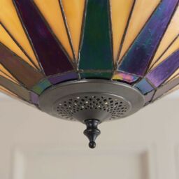 Loops Tiffany Glass Hanging Ceiling Pendant Light Dark Bronze 3 Lamp Shade i00159 in Clear - thumbnail 4