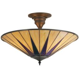 Loops Tiffany Glass Hanging Ceiling Pendant Light Dark Bronze 3 Lamp Shade i00159 in Clear
