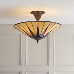 Loops Tiffany Glass Hanging Ceiling Pendant Light Dark Bronze 3 Lamp Shade i00159 in Clear - thumbnail 5
