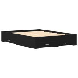 Berkfield Home Bed Frame with Drawers Black oak Engineered wood 160 x 200 cm - thumbnail 1