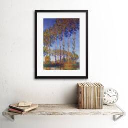 "Artery8 Claude Monet Poplars In Epte Sunset Old Master 12x16"" Framed Art Print in Blue - Size: W12"" x H16""" - thumbnail 2