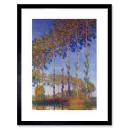 "Artery8 Claude Monet Poplars In Epte Sunset Old Master 12x16"" Framed Art Print in Blue - Size: W12"" x H16""" - thumbnail 1