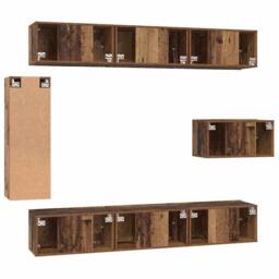 Berkfield Home TV Cabinet Set 8 pcs Old wood 30.5 x 30 x 90 cm Engineered wood in Brown - thumbnail 9