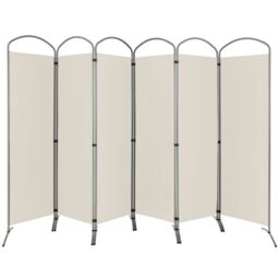 Costway 6 Panel Room Divider 188cm Folding Privacy Screen Portable Freestanding Divider in White - thumbnail 1