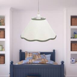 First Choice Lighting Libby - Natural Linen with Sage Green Trim 27cm Pendant or Lamp Shade in White - thumbnail 3
