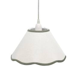 First Choice Lighting Libby - Natural Linen with Sage Green Trim 27cm Pendant or Lamp Shade in White