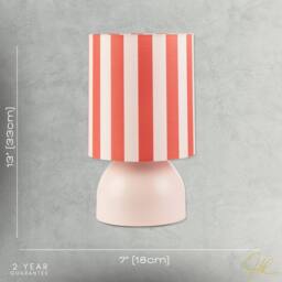 Happy Homewares Chic Pastel Pink Domed Table Lamp with Vertically Striped Fabric Shade - thumbnail 7