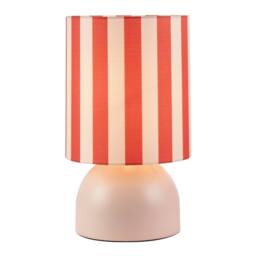 Happy Homewares Chic Pastel Pink Domed Table Lamp with Vertically Striped Fabric Shade - thumbnail 2