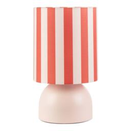 Happy Homewares Chic Pastel Pink Domed Table Lamp with Vertically Striped Fabric Shade - thumbnail 1