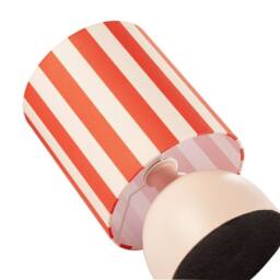 Happy Homewares Chic Pastel Pink Domed Table Lamp with Vertically Striped Fabric Shade - thumbnail 3
