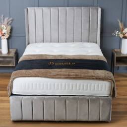 "BSSPOKE Zoe Ottoman Divan Bed Plush Velvet 54""Headboard &Footboard No Mattress in Taupe - Size: Single" - thumbnail 4