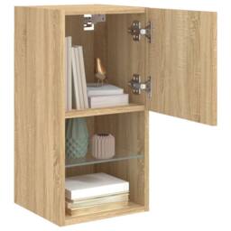Berkfield Home TV Cabinets with LED Lights 2 pcs Sonoma Oak 30.5x30x60 cm in Light Oak - thumbnail 5