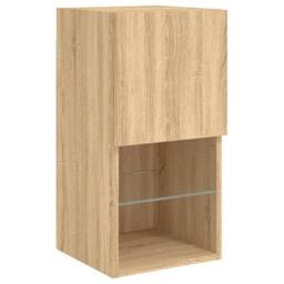 Berkfield Home TV Cabinets with LED Lights 2 pcs Sonoma Oak 30.5x30x60 cm in Light Oak - thumbnail 7
