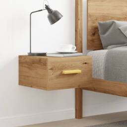 Berkfield Home Wall-mounted Bedside Cabinet Artisan Oak 35x35x20 cm in Brown - Size: 35 x 35 x 20 cm - thumbnail 3