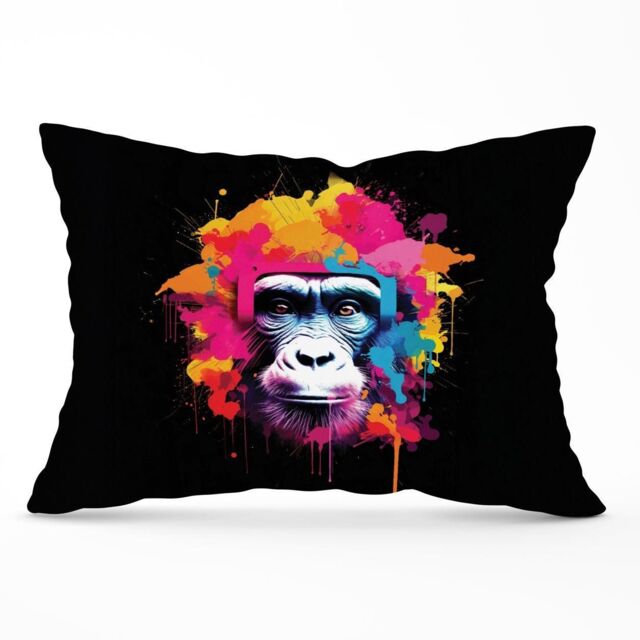 Warren Reed - Designer Multi Coloured Monkey Face Cushions in Pink - Size: 60 cm x 60 cm - image 1