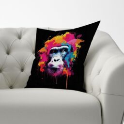 Warren Reed - Designer Multi Coloured Monkey Face Cushions in Pink - Size: 60 cm x 60 cm - thumbnail 3