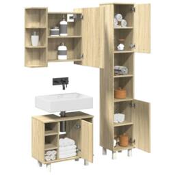 Berkfield Home 3 Piece Bathroom Furniture set Sonoma Oak Engineered Wood in Light Tan - thumbnail 2