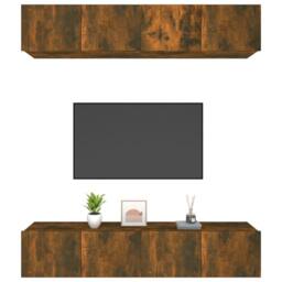 Berkfield Home TV Cabinets 4 pcs Smoked Oak 80x30x30 cm Engineered Wood in Brown - Size: 80 x 30 x 30 cm - thumbnail 4