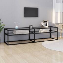 Berkfield Home TV Cabinet Transparent 160x40x40.5 cm Tempered Glass in Clear - thumbnail 2